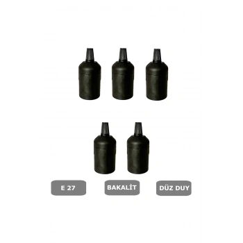 İtalyan Tip E27 Duy Vidasız Geçmeli Düz Bakalit Siyah (250V-4A) 5 Adet