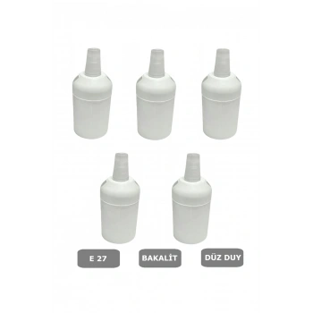 İtalyan Tip E27 Duy Vidasız Geçmeli Düz Bakalit Beyaz (250V-4A) 5 Adet