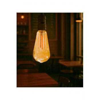 Çizgili Armut Tasarım E27 Rustik Ampul Vintage Amber 2700K (4,5W - 500 Lümen)-(KIRILMAZ PLASTİK GÖVD