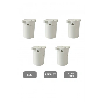 Sıva Üstü Duy E27 Vidasız Geçmeli Donanma Duyu Bakalit Beyaz (250V-4A) 5 Adet