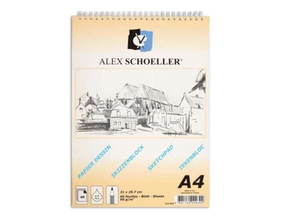Alex Schoeller Spralli Eskiz Çizim Blok 90 Gr. A4 60 Sayfa