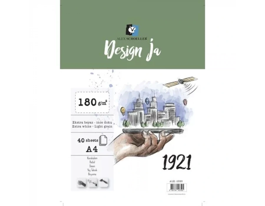 Alex Schoeller Design Ja Eskiz Çizim Defteri 180 gr A4 40 Yaprak