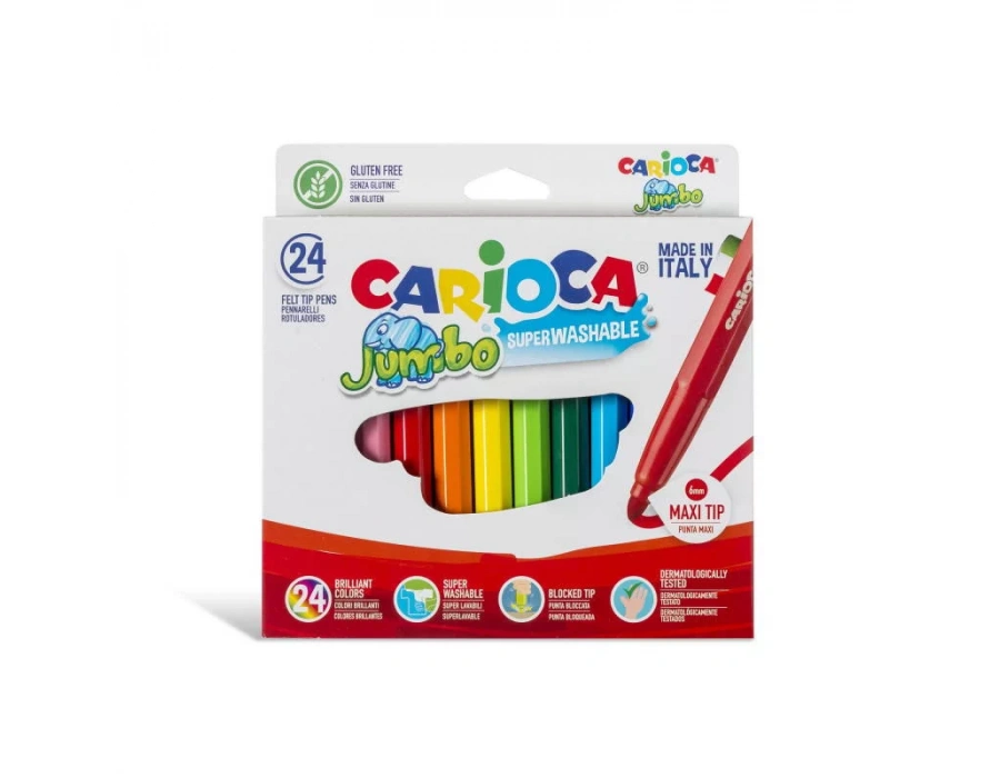 CARİOCA JUMBO SÜPER YIKANABİLİR KEÇELİ BOYA KALEMİ 24Lİ