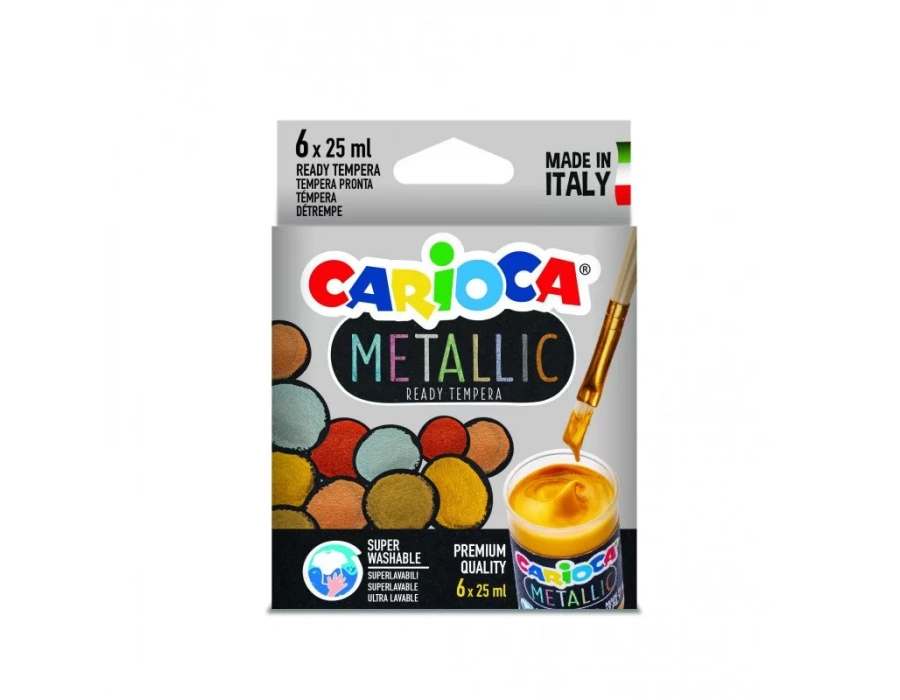 CARİOCA METALİK TEMPERA SULU BOYA SÜPER YIKANABİLİR 6X25 ML 6 RENK