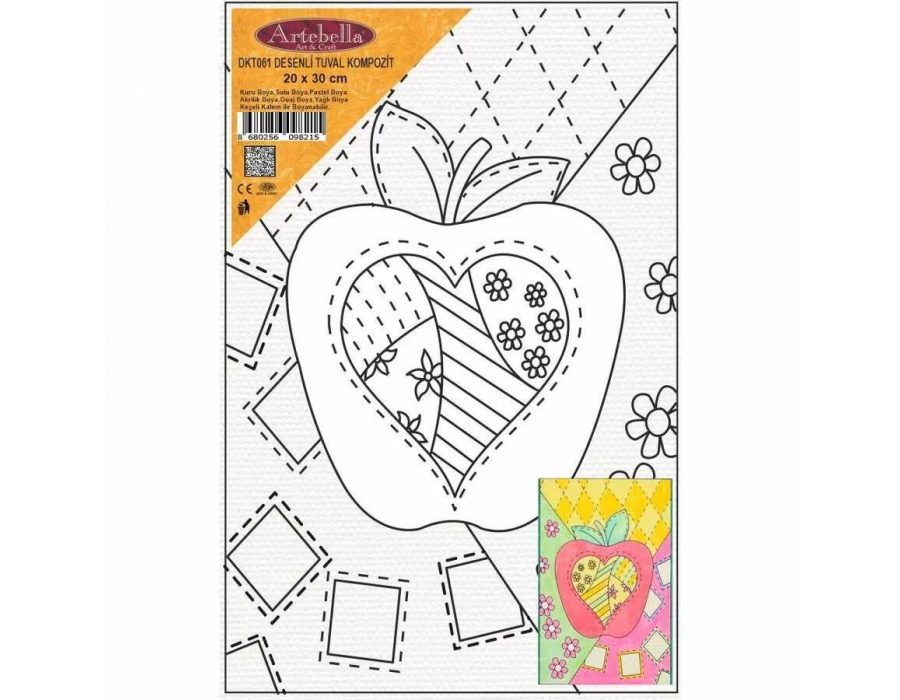 DKT061 desenli tuval kompozit boyama 20x30 cm