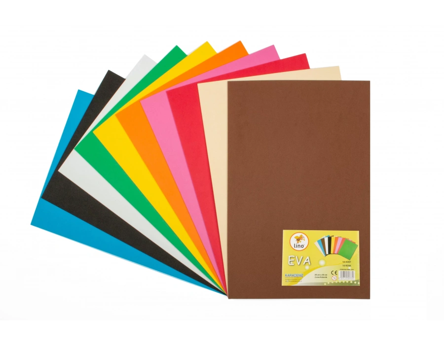 LİNO EVA 20X30 CM.10 RENK 2 MM. SİMLİ 10LU PAKET