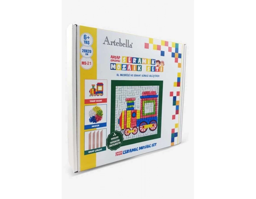 21 Çocuk Ahşap Çerçeveli Seramik Mozaik Set 20x20 cm