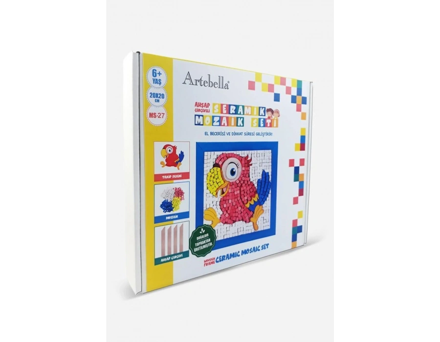 27  Çocuk Ahşap Çerçeveli Seramik Mozaik Set 20x20 cm