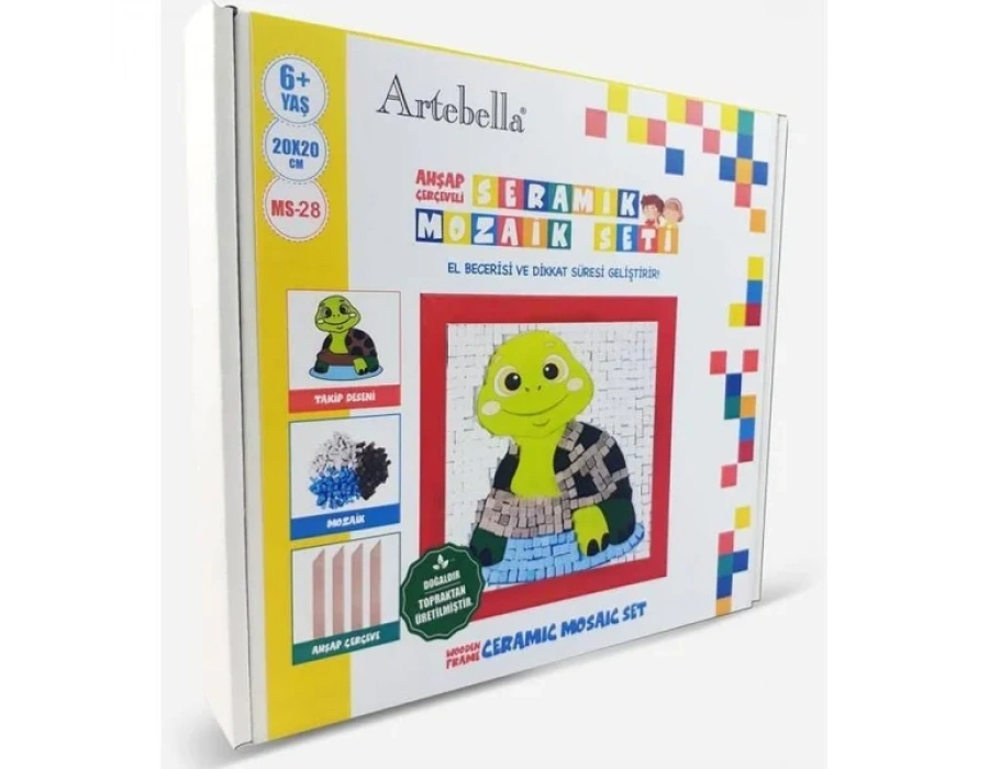 28 Çocuk Ahşap Çerçeveli Seramik Mozaik Set 20x20 cm