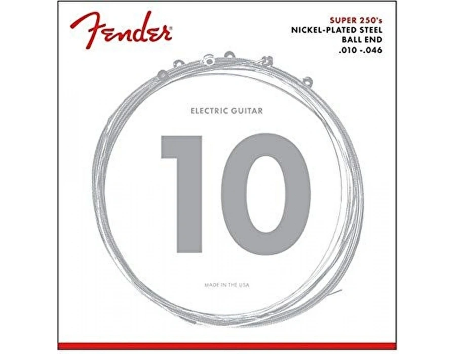 Fender Super 250s Guitar Strings Nickel Plated Steel Ball End 250R Gauges .010-.046 String Sets - Elektro Gitar Teli