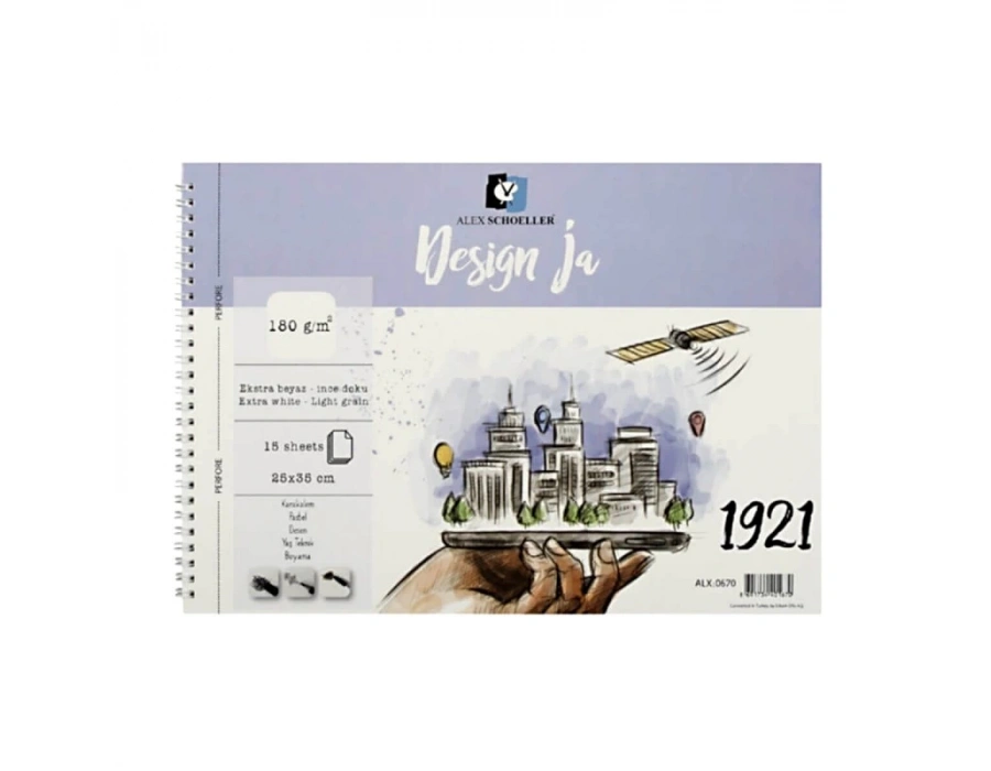 Alex Schoeller Design Ja 1921 Ekstra White Ince Dokulu 180 gr 15 Yaprak Blok 35 x 50 cm