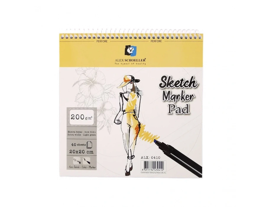 Alex Schoeller Resim Defteri 20X20 Cm 200 Gram 40Lı Spr Sketch-Marker Pad