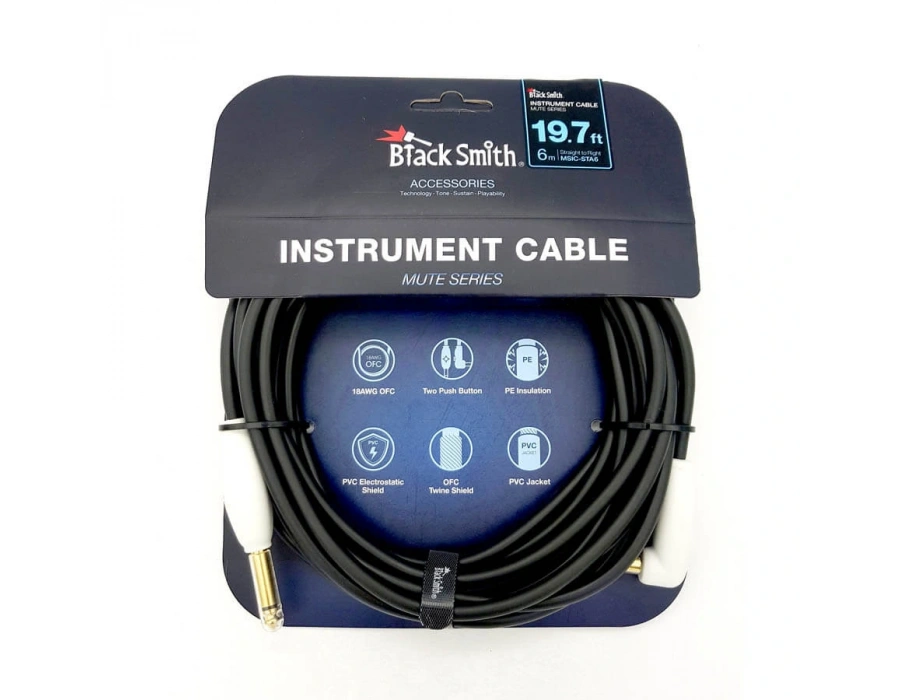 BlackSmith MSIC-STA6 Sessiz gitar kablosu, 6 metre.
