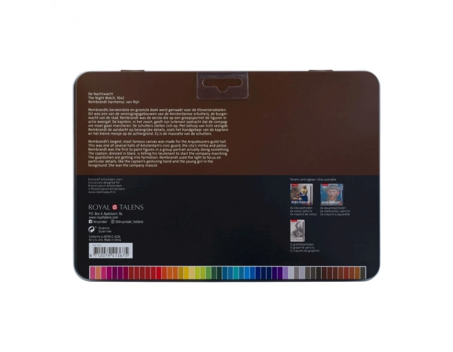 Bruynzeel Rijks Museum Kuru Boya Kalem Seti 50 Renk Night Watch Metal Kutu