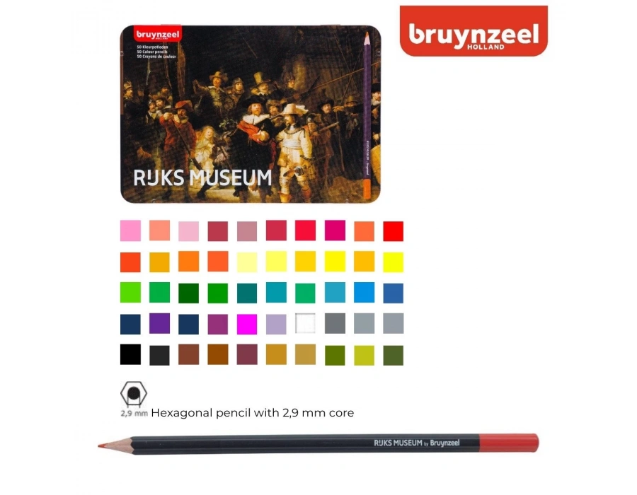 Bruynzeel Rijks Museum Kuru Boya Kalem Seti 50 Renk Night Watch Metal Kutu