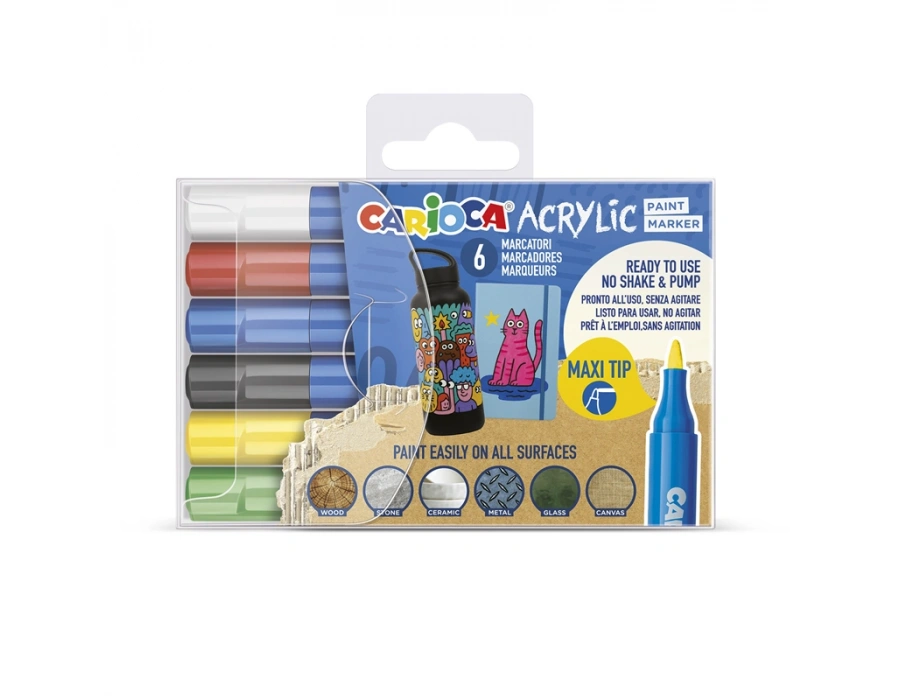 CARİOCA AKRİLİK PAİNT MARKER SU BAZLI MAXİ 6LI