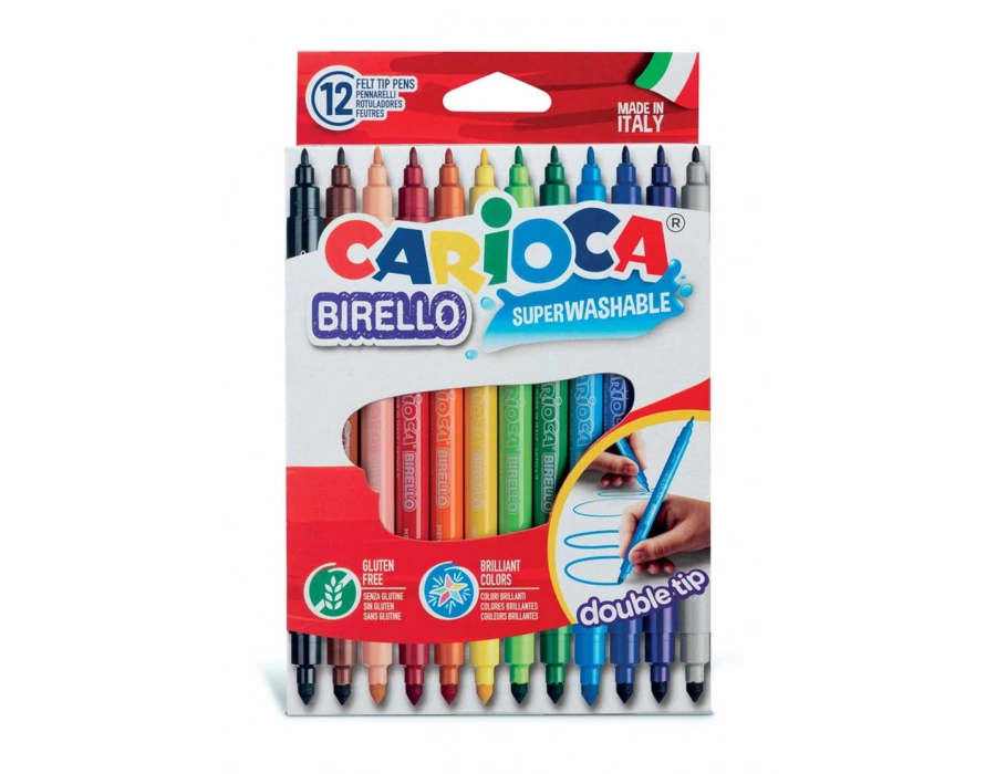 CARİOCA BIRELLO SÜPER YIKANABİLİR ÇİFT TARAFLI KEÇELİ BOYA KALEMİ 12Lİ