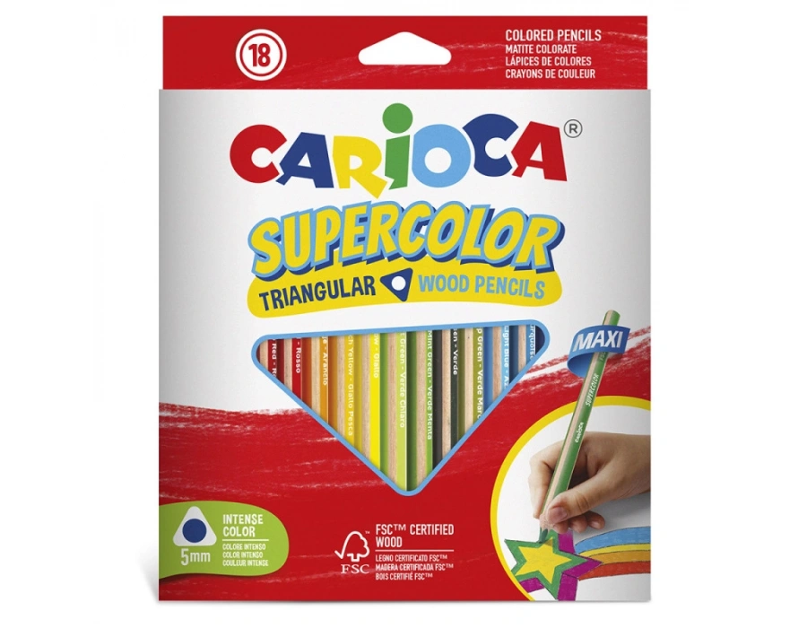 CARİOCA SUPERCOLOR MAXI ÜÇGEN KURU BOYA KALEMİ 18Lİ