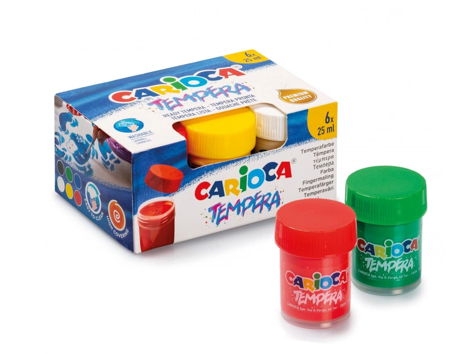 CARİOCA TEMPERA SULUBOYA SÜPER YIKANABİLİR 6*25 ML 6 RENK KARIŞIK