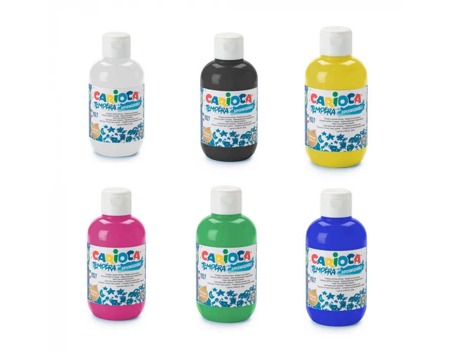 CARİOCA TEMPERA SULUBOYA SÜPER YIKANABİLİR 6 RENK 250 ML SET