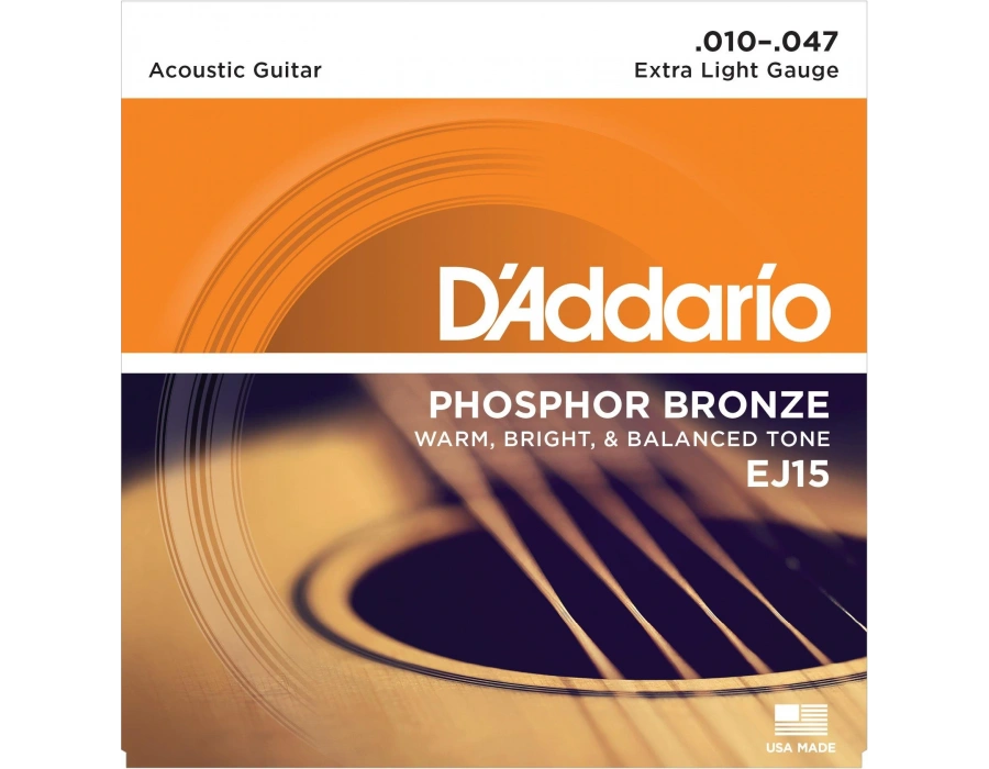 DADDARIO EJ15 AKUSTİK GİTAR TEL SETİ, 10-47, PHOSPHOR BRONZE, EXTRA LIGHT