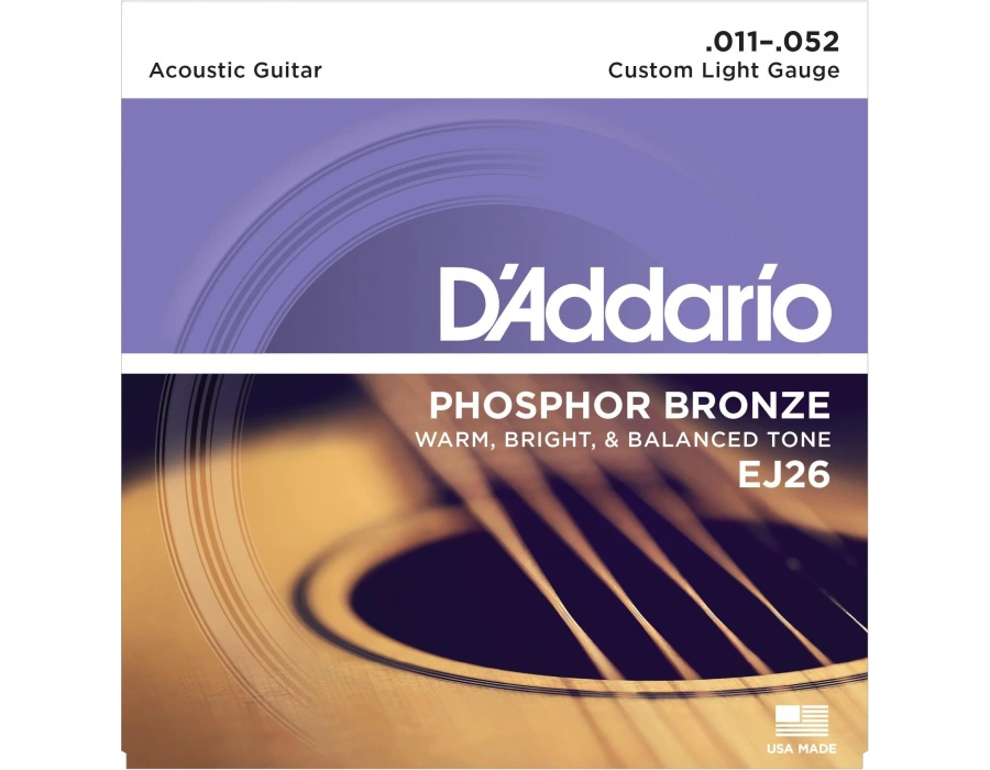 DADDARIO EJ26 AKUSTİK GİTAR TEL SETİ, 11-52, PHOSPHOR BRONZE, CUSTOM LIGHT