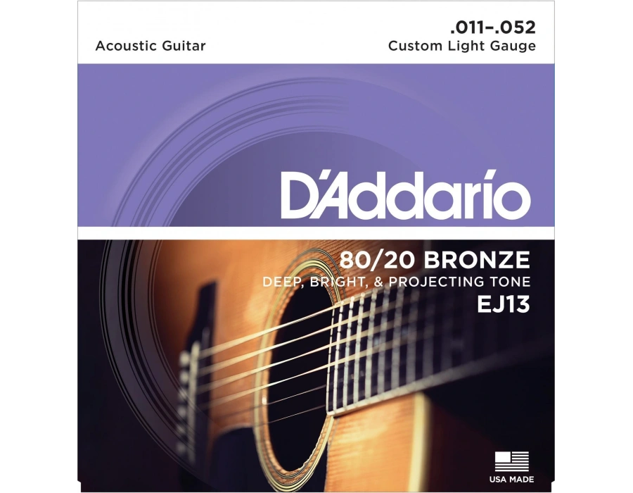 DADDARIO EJ13 AKUSTİK GİTAR TEL SETİ, 80/20 BRONZ CUSTOM LIGHT