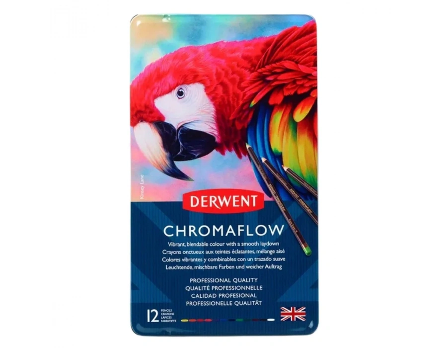 Derwent Chromaflow Kuru Boya Kalem Seti Metal Kutu 12li