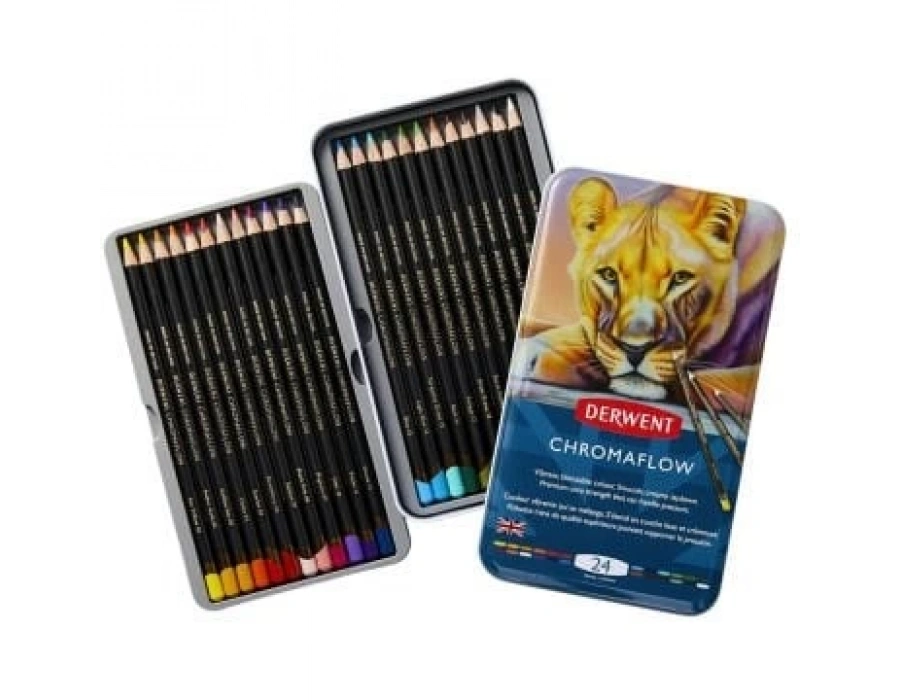 Derwent Chromaflow Kuru Boya Kalem Seti Metal Kutu 24lü