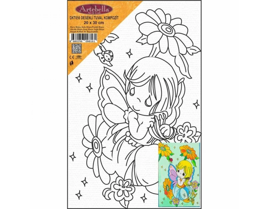 DKT056 desenli tuval kompozit boyama 20X30 cm
