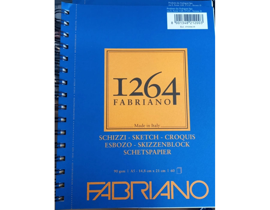 Fabriano 1264 Sketch Paper Eskiz Defteri 90 gr. 60 yp. ü. spiralli A5