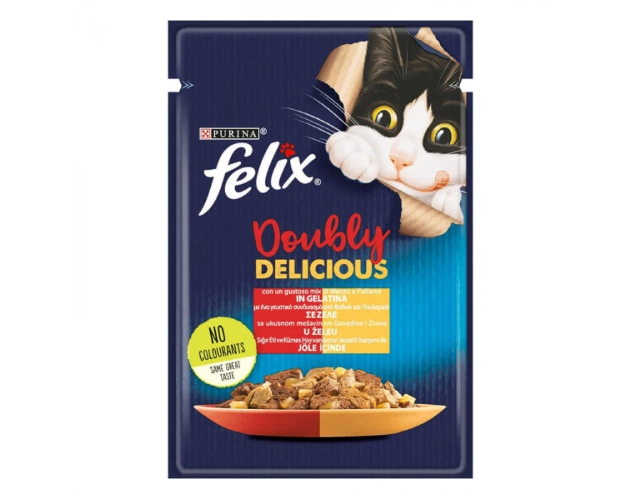 Felix Yaş Kedi Maması Sığır Eti Ve Kümes Hayvanlı Çifte Lezzet 85 gr