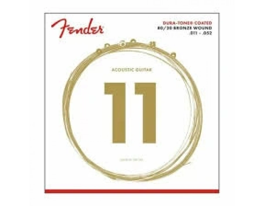 Fender Dura-Tone Coated 80/20 Acoustic Guitar Strings Ball End 880CL Gauges .011-.052 String Sets - Akustik Gitar Teli