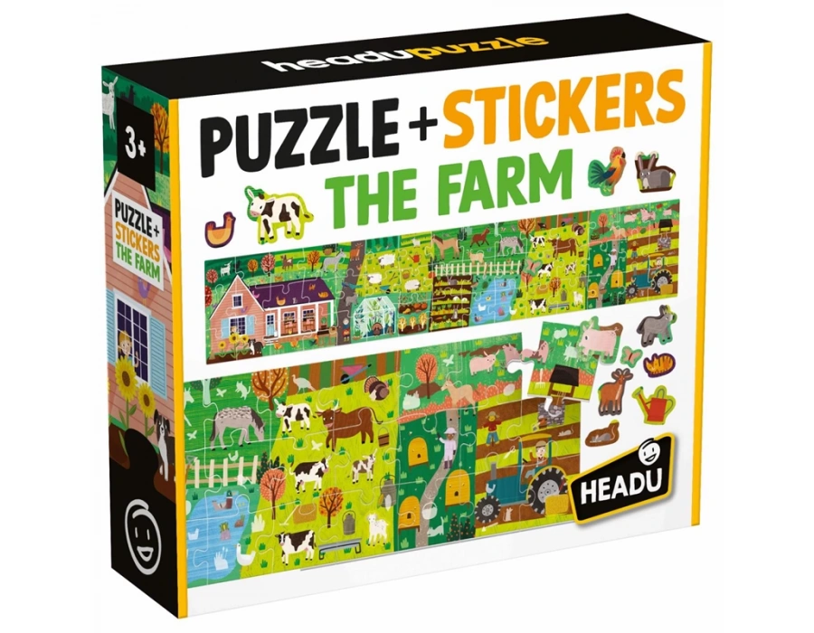 HEADU PUZZLE + STICKERS THE FARM (+3 YAŞ)