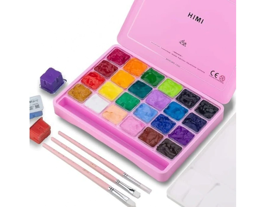 Himi Jelly Cup Gouache Set 24 Colours Guache +3 Brushe