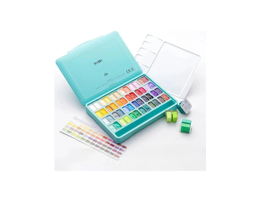 Himi Twin Cup Gouache Set- 48 colours (green case)