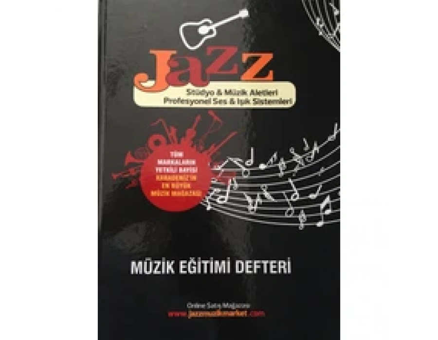 Jazz Kalın Yapraklı Ciltli Solfej Müzik Defteri Sol Anahtarsız Büyük Boy spiral telli