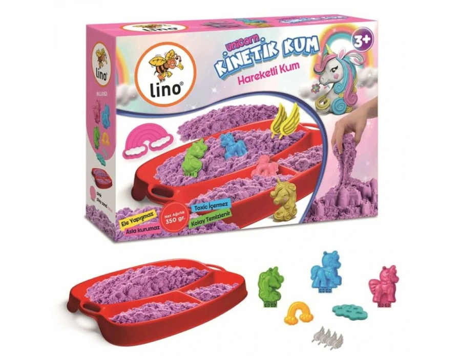 Lino Kinetik Kum Seti DİNAZORLAR (350 gr Kum + Tepsi + 6 Kalıp)