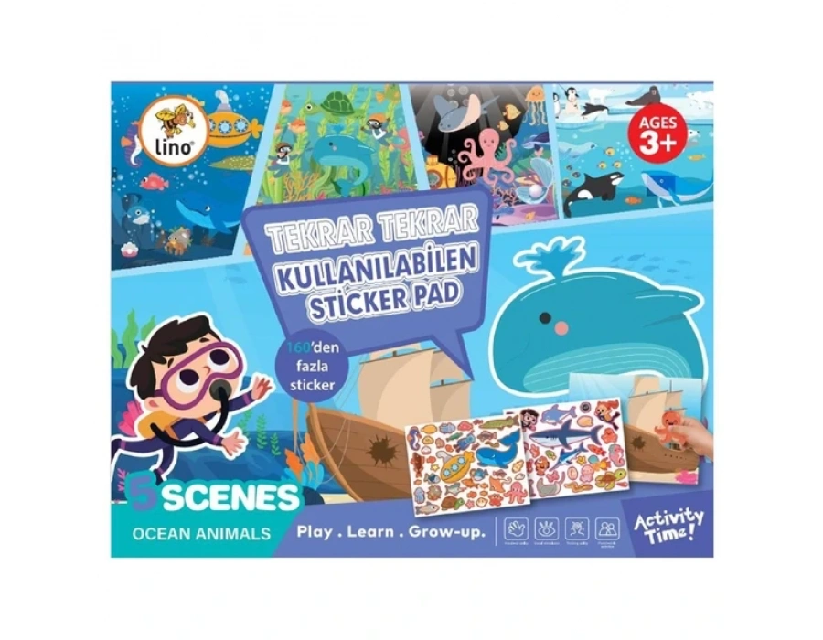 LİNO TEKRAR TEKRAR KULLANABİLEN STİCKER PAD OKYANUS CANLILARI