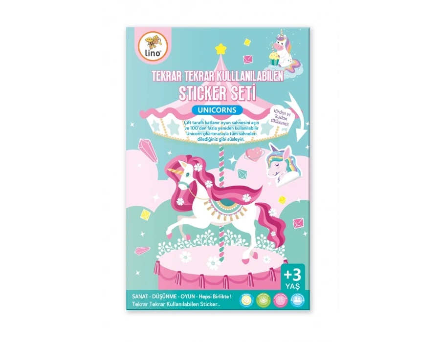 LİNO TEKRAR TEKRAR KULLANILABİLEN STICKER SETİ UNICORNS