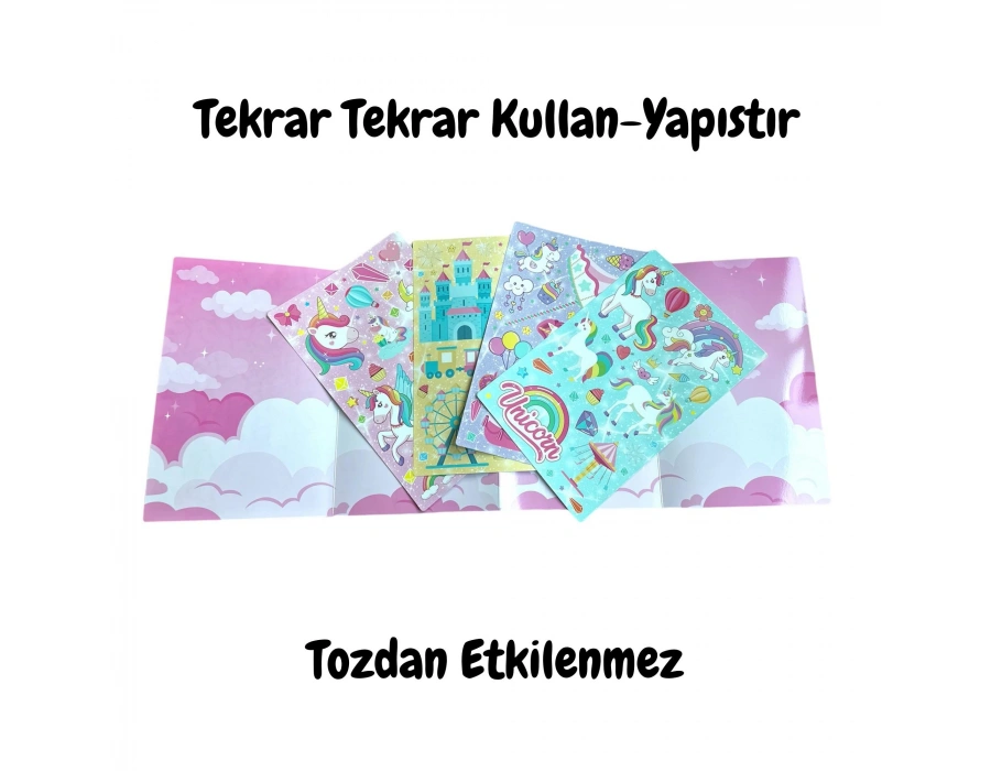LİNO TEKRAR TEKRAR KULLANILABİLEN STICKER SETİ UNICORNS