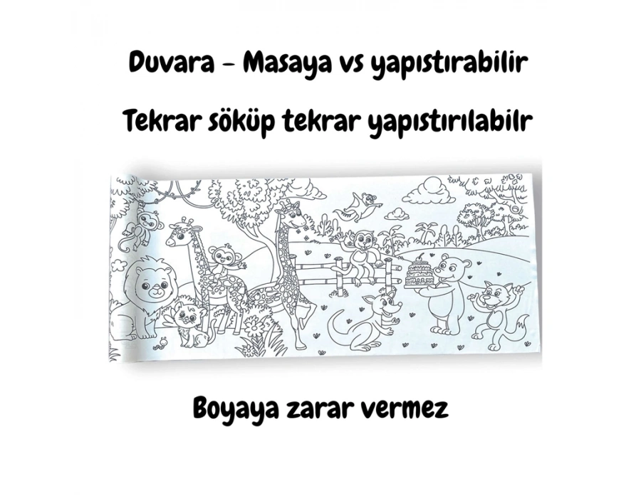 LİNO YAPIŞKANLI BOYAMA RULOSU ANIMAL PARADISE 200X30 CM LS-201