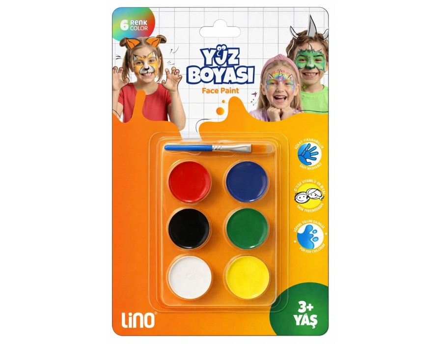 LİNO YÜZ BOYASI 6 RENK TABLET FIRÇALI (YIKANABİLİR)