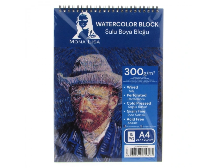 Mona Lisa Sulu Boya Bloğu Defteri 300Gr A4 Boy 15 Yaprak