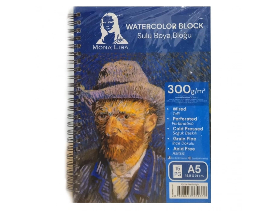Monalisa Resim Defteri A5 Yandan Spiralli 300 Gr 15 Yp Mn27-5