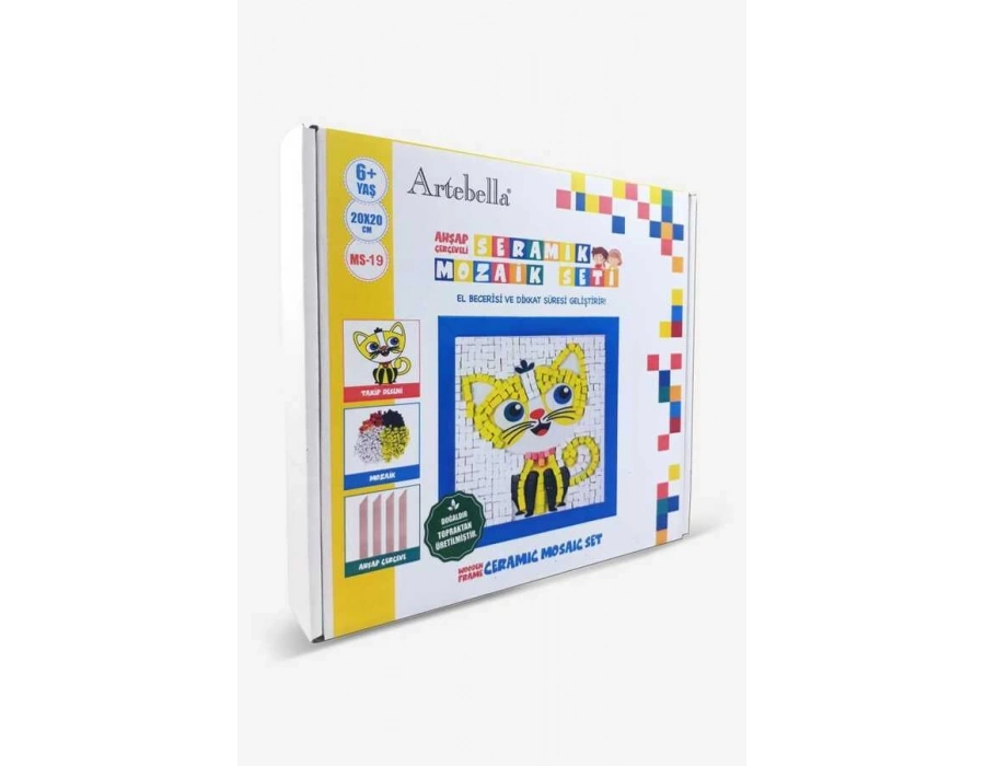 ms-19  Çocuk Ahşap Çerçeveli Seramik Mozaik Set 20×20 cm