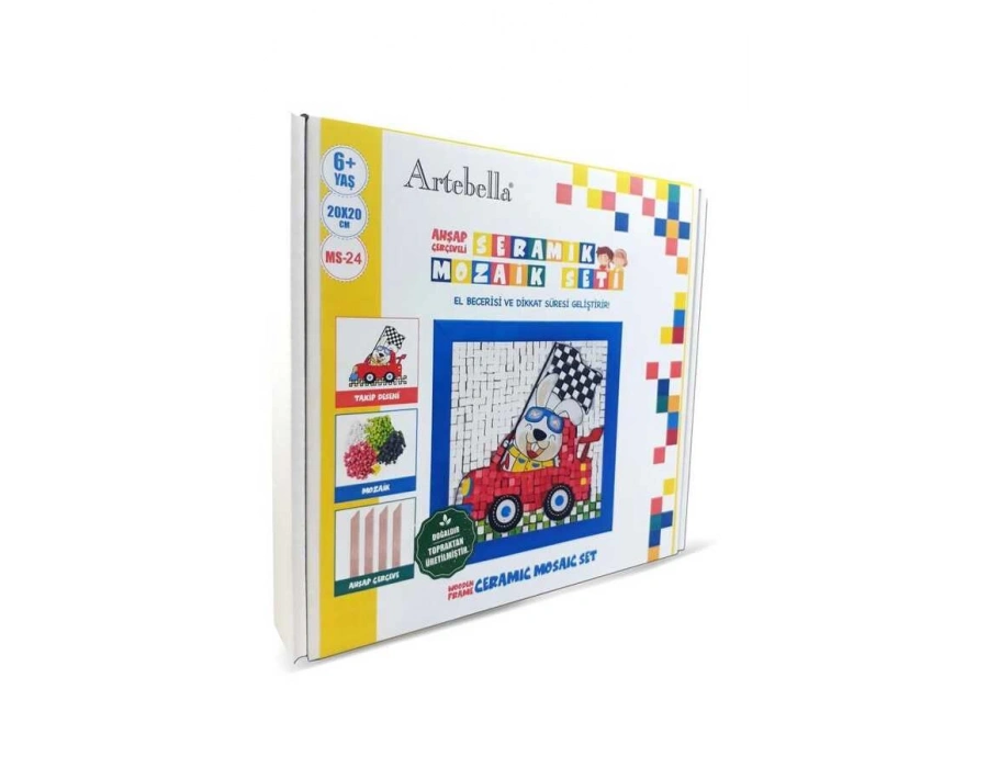 MS-24 Çocuk Ahşap Çerçeveli Seramik Mozaik Set 20x20 cm