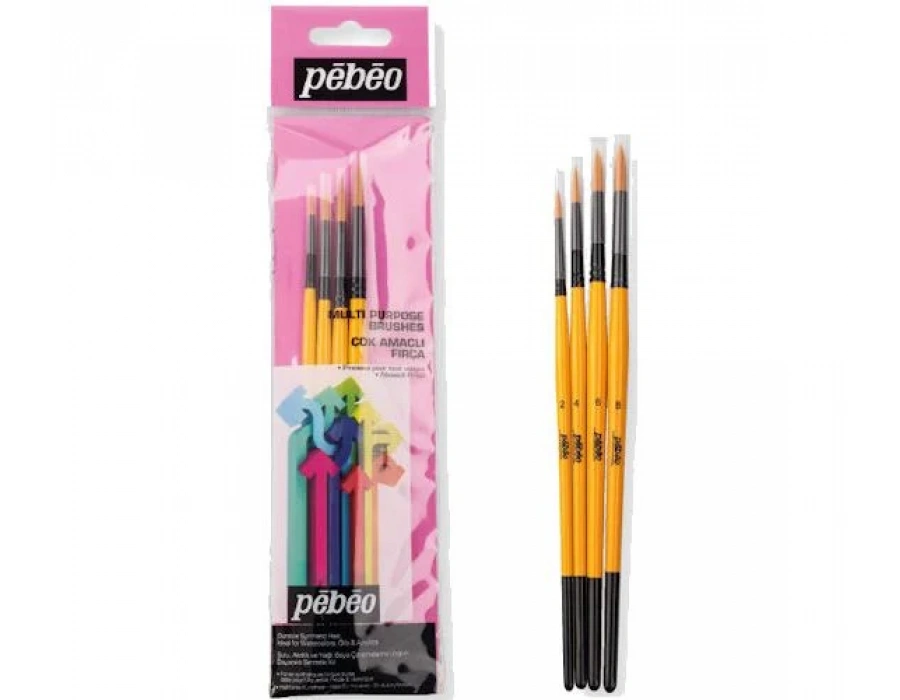 Pebeo Yuvarlak Uçlu Fırça Seti 4lü Set-2   2-4-6-8