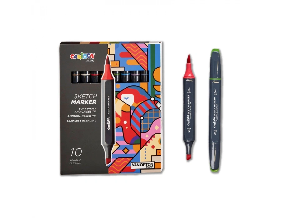 CARİOCA PLUS SKETCH MARKER ÇİFT TARAFLI ÇİZİM KALEMİ 10 RENK
