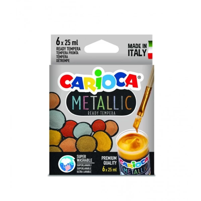 CARİOCA METALİK TEMPERA SULU BOYA SÜPER YIKANABİLİR 6X25 ML 6 RENK